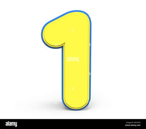 3d Rendering Cute Yellow Number 1 Isolated White Background Toylike