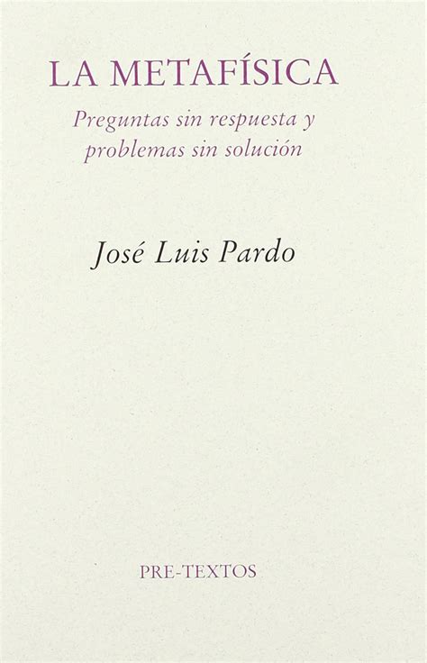 La Metafisica Metaphysics Spanish Edition Pardo Jose Luis