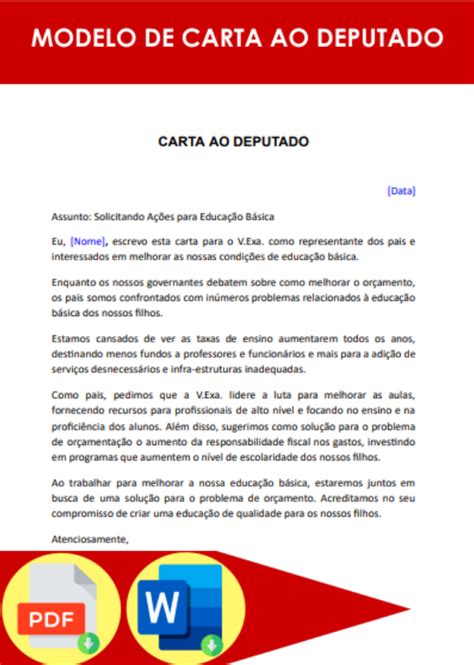 Modelo De Carta Ao Deputado Formato Word