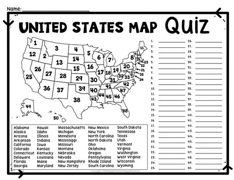 United States Map Practice Quiz New Us 50 State Map Practice Test ...