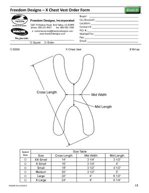 Fillable Online Freedom Designs X Chest Vest Order Form Fax Email Print