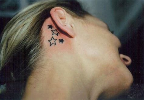 Stars Behind The Ear Tattoo Star Tattoos Star Tattoos Behind Ear Neck Tattoo