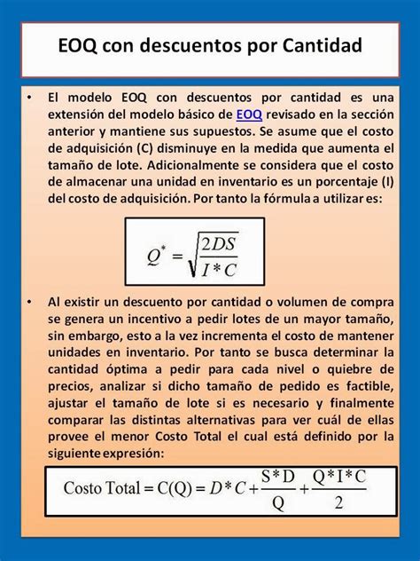 Generación Opus Nova Inventarios Modelo EOQ con descuento por cantidad