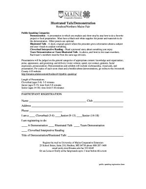 Fillable Online Extension Umaine Public Speaking Registration Form