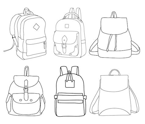 Premium Vector Outline Simple Sketch Of A Backpack