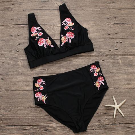 Buy Hand Make Embroidery Bikinis Swimsuit Floral