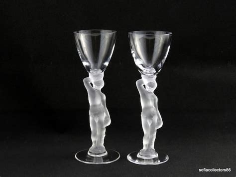 France Crystal Bacchus Frosted Male Nude Stem Cordial Liqueur Etsy