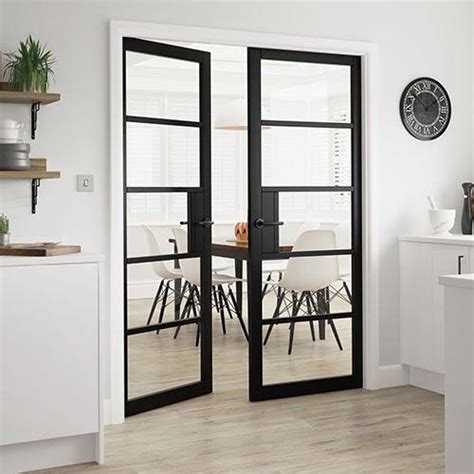 Metro Black Clear Glass Industrial Style Internal Door Jb Kind