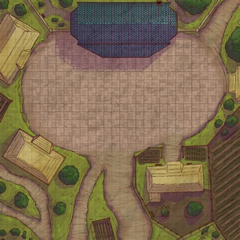 Small Village Square Free Battlemap 30x30 Dndmaps Dungeons And