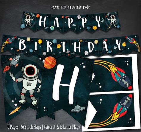 Outer Space Banner Space Happy Birthday Banner Outer Space Printables