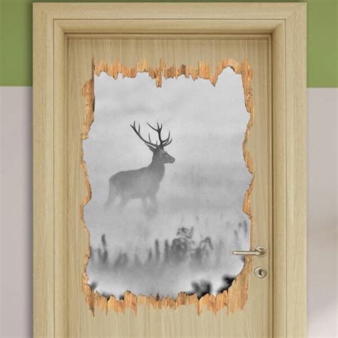 East Urban Home Wandtattoo Hirsch Im Nebel In Monochrom Wayfair De