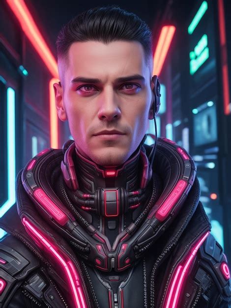 Premium Photo Photo Cyberpunk Man Portrait Futuristic Generated Ai