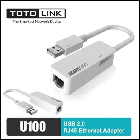 Jual Totolink U100 Usb 2 0 To Rj45 Utp Ethernet Adapter 10 100Mbps Usb