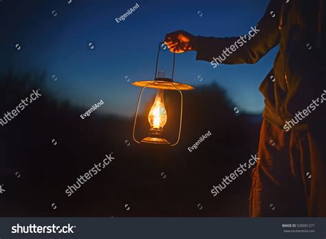 Man Holding Old Lamp Candle Outdoors Stock Photo 530091271 Shutterstock