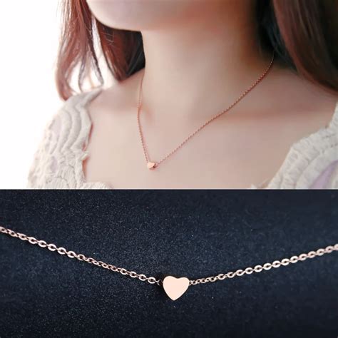 Cute Heart Shape Pendant Choker Necklace Fine Couple Jewelry Titanium