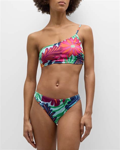 Ramy Brook Deborah Floral One Shoulder Bikini Top Neiman Marcus