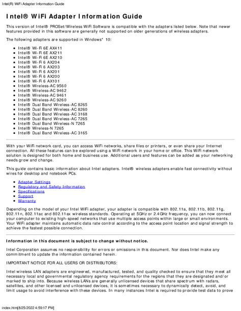 Intel Ax201 Wifi 6 Adapter User Guide