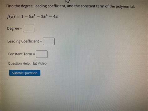 Answered Find The Degree Leading Coefficient Bartleby