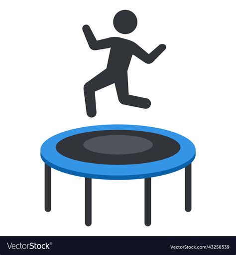 Trampoline icon with jumping person Royalty Free Vector