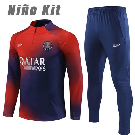 Sudadera Entrenamiento Psg Ni O Kit Rojo Azul Futboloo