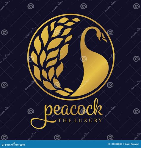 Gold Peacock Luxury Circle Logo Sign Vector Design Stock Vector