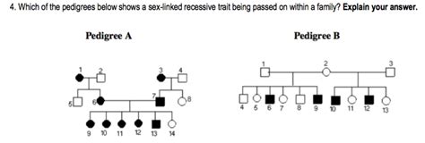 Solved 4 Which Of The Pedigrees Below Shows A Sex Linked