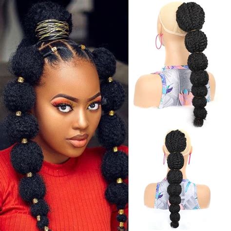 Bubble Ponytail Afro Crochet Braid Hairpiece Clip | Hair pieces ...