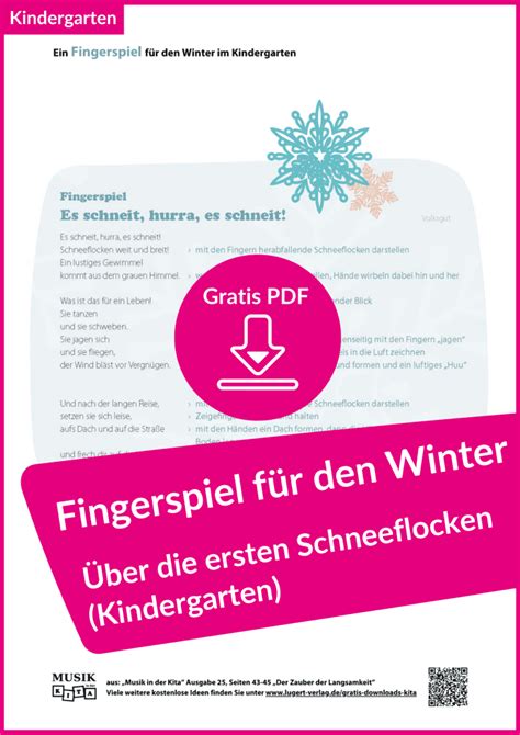 Fingerspiele zum Winter für Kindergarten und Krippe gratis PDFs