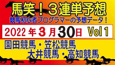 【馬笑！3連単予想 】330日 Vol1 園田競馬・笠松競馬・大井競馬・高知競馬！ 競馬初心者プログラマーの実況予想をお楽しみください