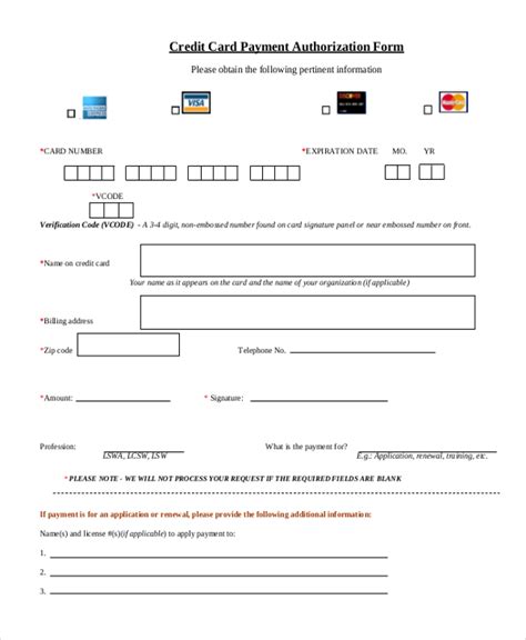 Credit Card Form Template Free