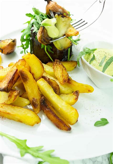 Aubergine Eggplant Steak With Chips And Vegan Béarnaise Sauce Recipe