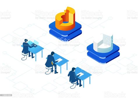 Isometric 3d Business Environment With Business People Working Around