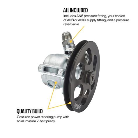 Steel Power Steering Pump With V Belt Pulley Pulley Relief Valve Pumps