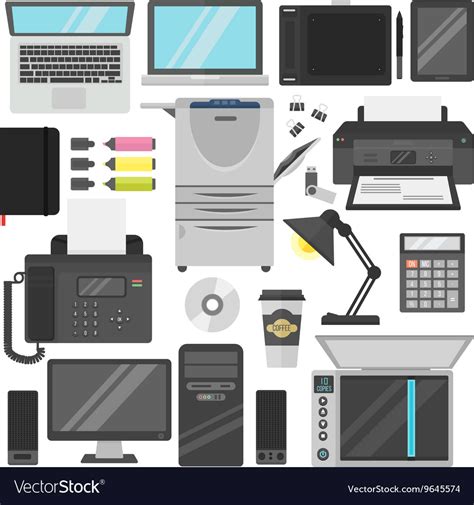 Computer office equipment Royalty Free Vector Image