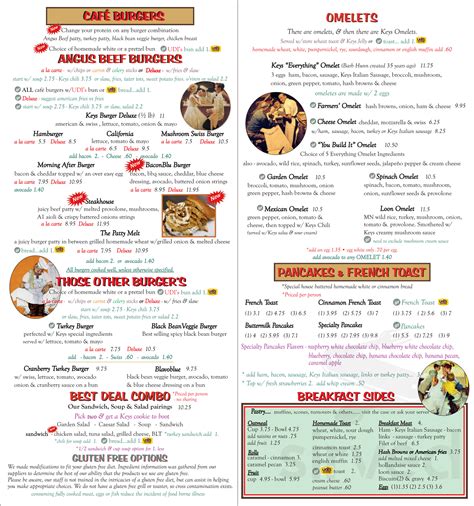 Keys Cafe Bakery Menu In Woodbury Minnesota Usa