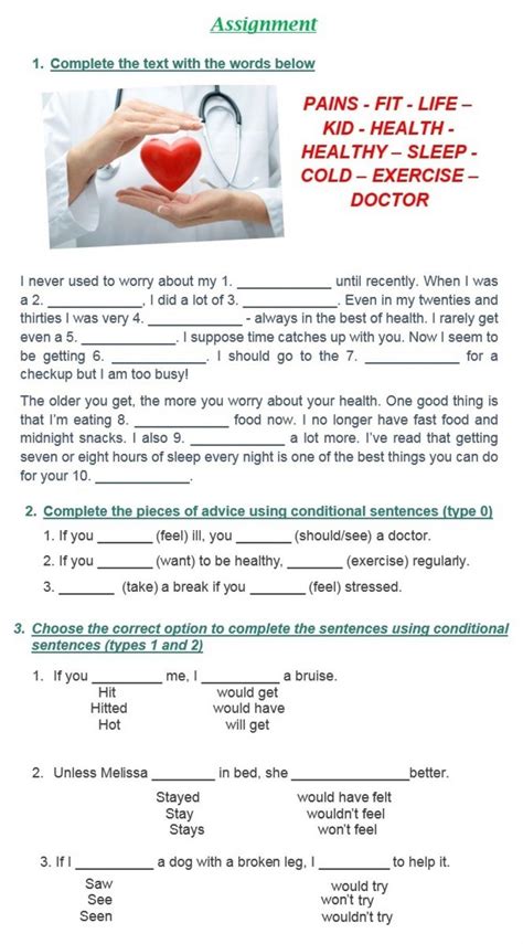 Health Conditional Sentences Worksheet Live Worksheets