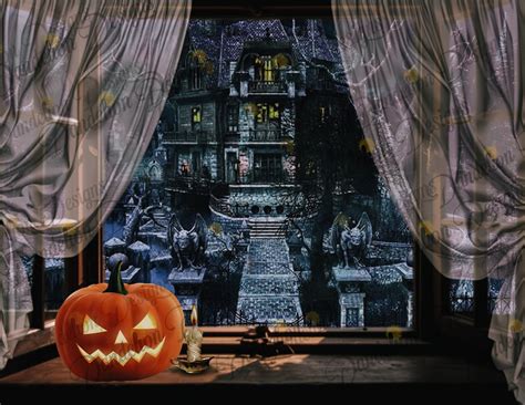 Halloween Haunted Mansion Window View - Etsy