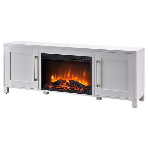 Camdenandwells Chabot Log Fireplace Tv Stand For Tvs Up To 75 White Tv1484 Best Buy