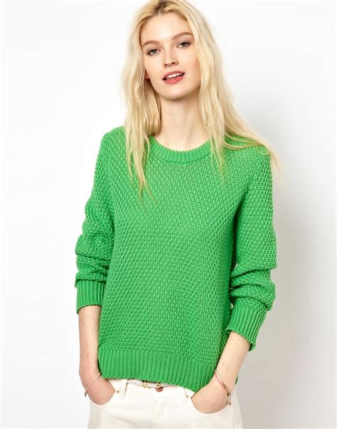 Ymc Handknit Moss Stitch Sweater In Green Lyst