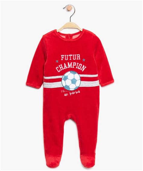 Pyjama B B En Velours Avec Motif Ballon De Foot Multicolore Vue