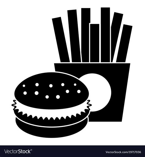 French Fries With Burger Royalty Free Vector Image