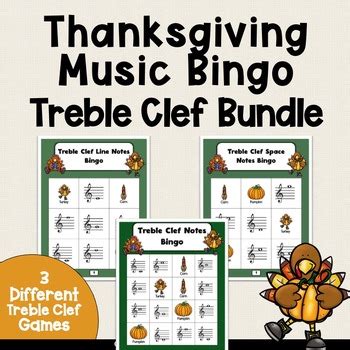 Thanksgiving Treble Clef Notes Bundle Bingo Games Music Bingo Activity