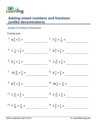 Fractions Worksheets | Printable Fractions Worksheets for Teachers ...