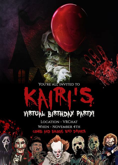 Pennywise Clown Party Invitation Birthday Party Invitation Pennywise Halloween Invitation