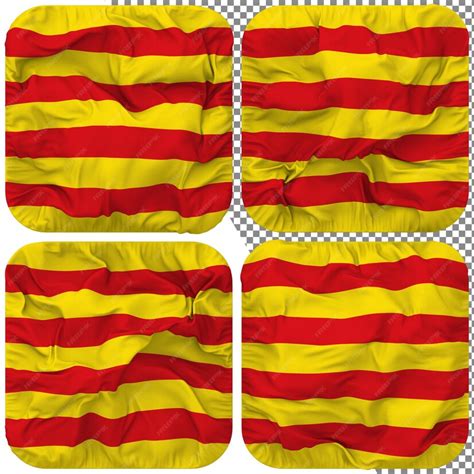 Premium Psd Yellow And Red Strip Flag Squire Shape Isolated Different