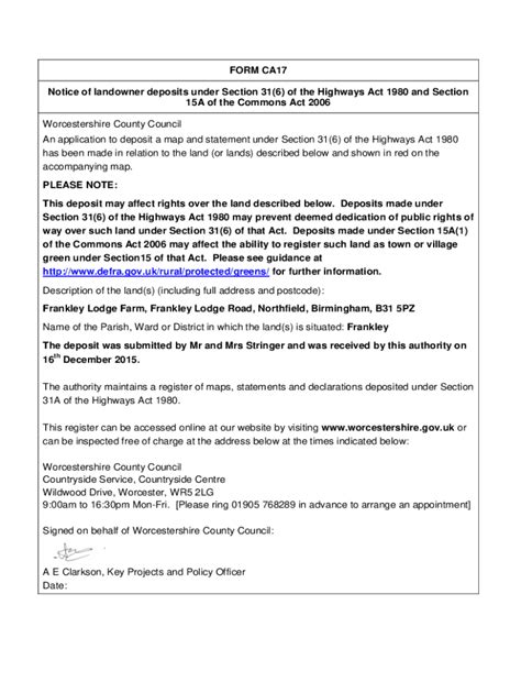 Fillable Online Form Ca Notice Of Landowner Deposits Under Section