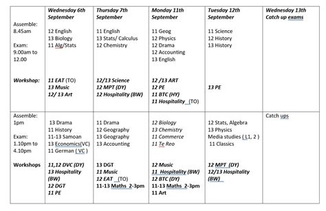 Year 11-13 Exam Timetable 2023 • South Otago High School