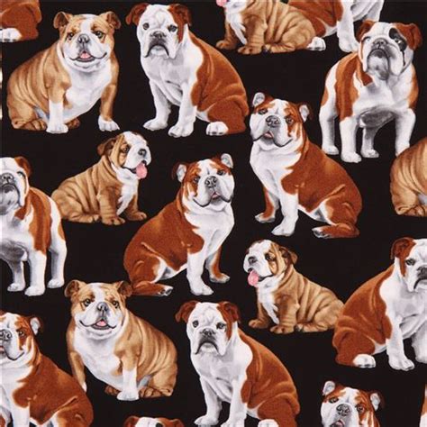 Schwarzer süße Bulldogge Hund Tier Stoff von Timeless Treasures Fabric