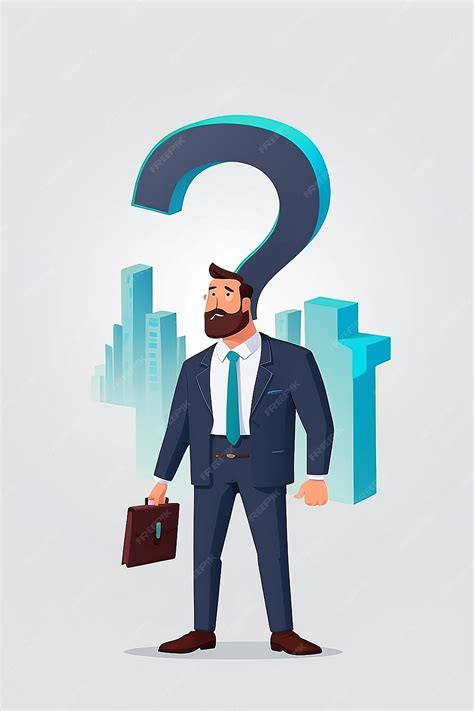 Seeking Solutions Flat Business People with Question Marks | Premium AI