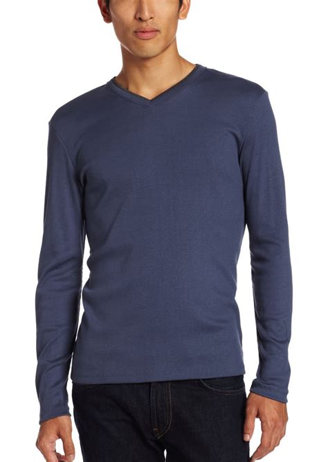 Calvin Klein Calvin Klein Mens Long Sleeve Ribbed V Neck T Shirt 2x